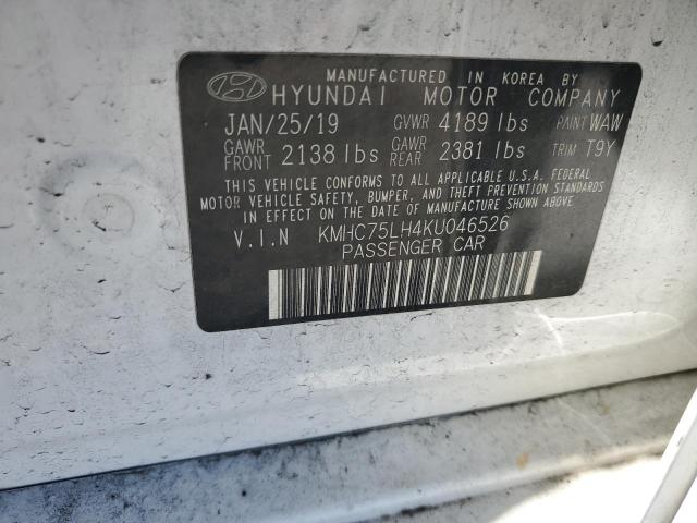 2019 Hyundai Ioniq VIN: KMHC75LH4KU046526 Lot: 57088324