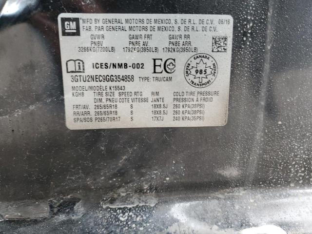 2016 GMC Sierra K1500 Slt VIN: 3GTU2NEC9GG354858 Lot: 56652644