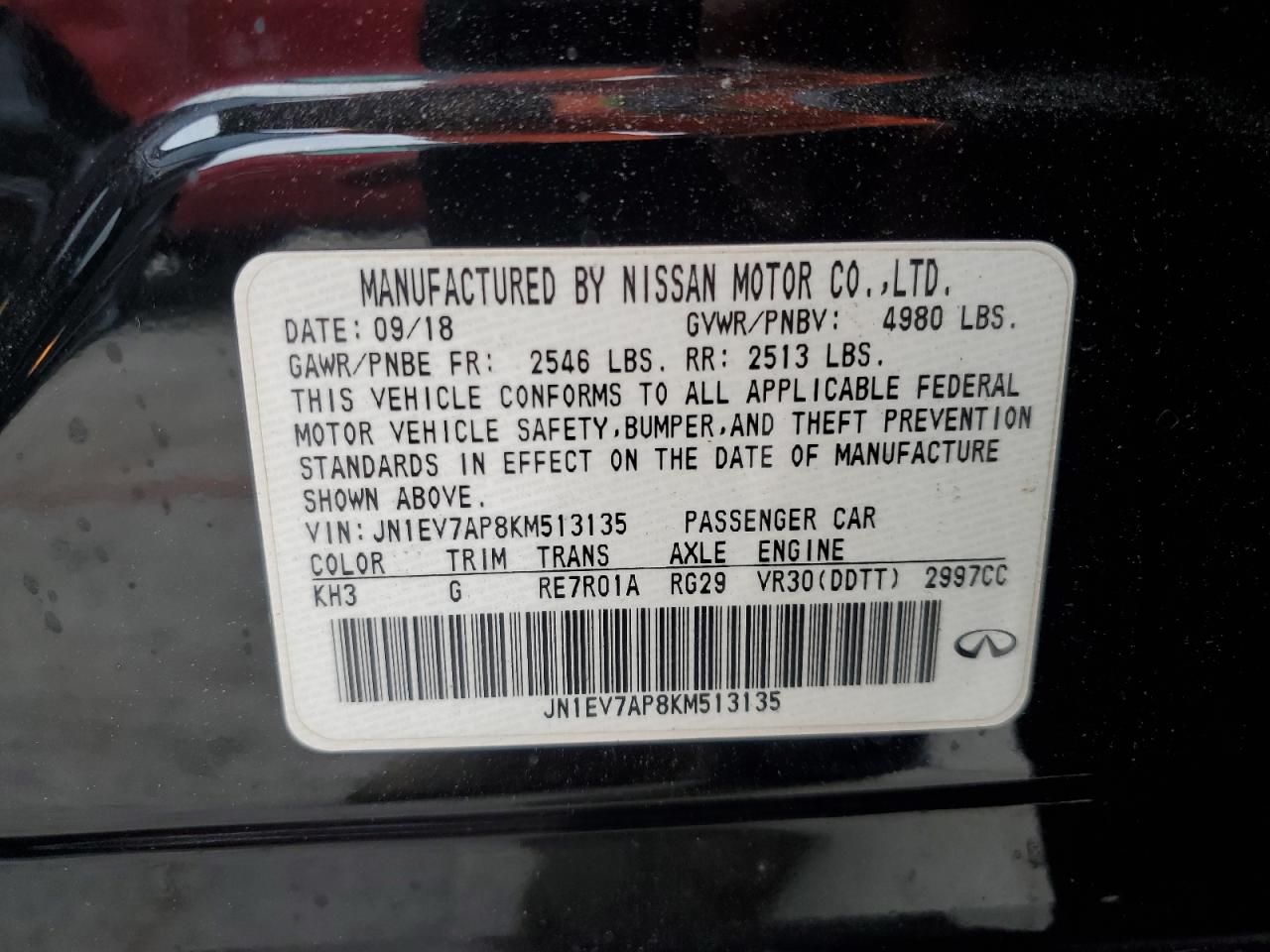 JN1EV7AP8KM513135 2019 Infiniti Q50 Luxe