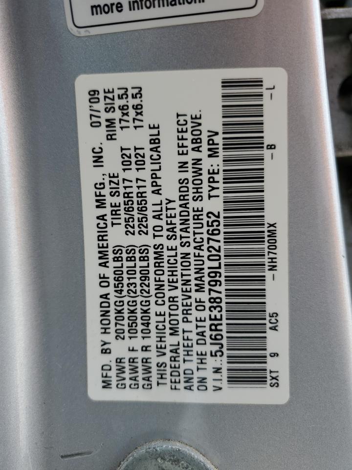 5J6RE38799L027652 2009 Honda Cr-V Exl