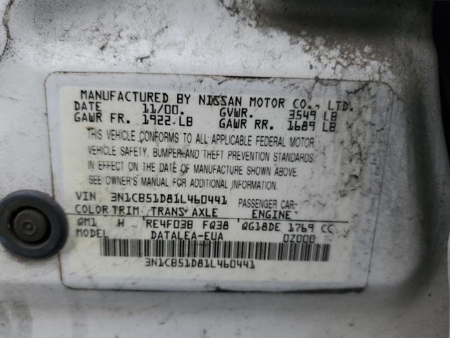 2001 Nissan Sentra Xe VIN: 3N1CB51D81L460441 Lot: 56336844