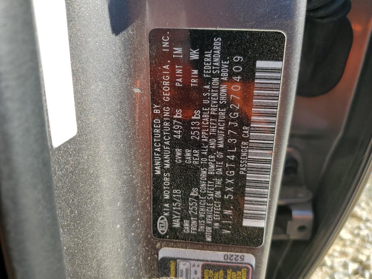 5XXGT4L37JG270409 2018 Kia Optima Lx