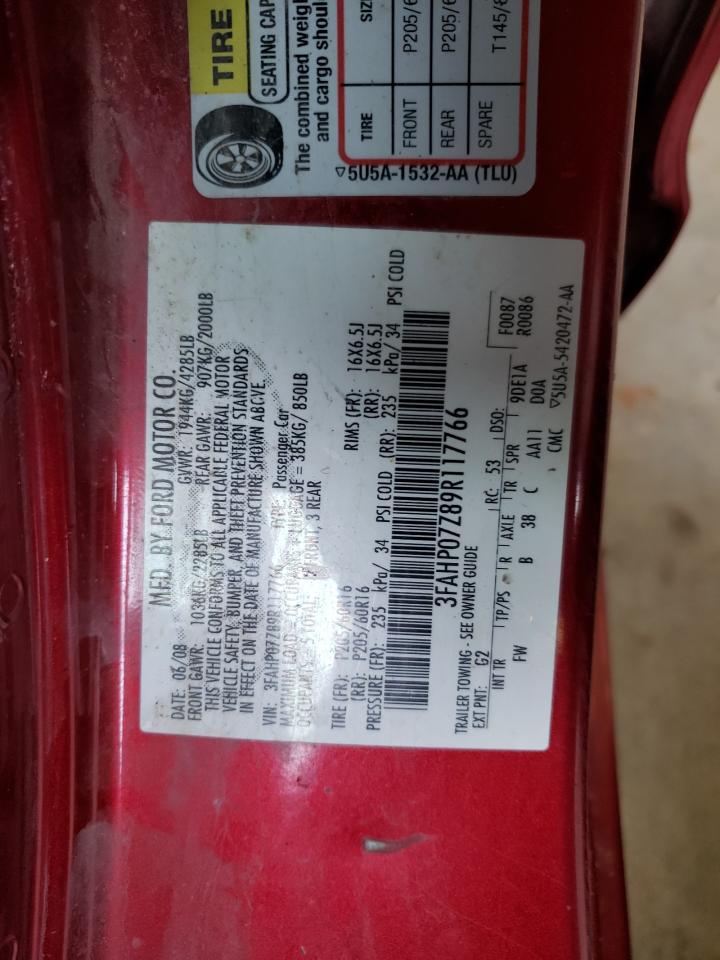 3FAHP07Z89R117766 2009 Ford Fusion Se