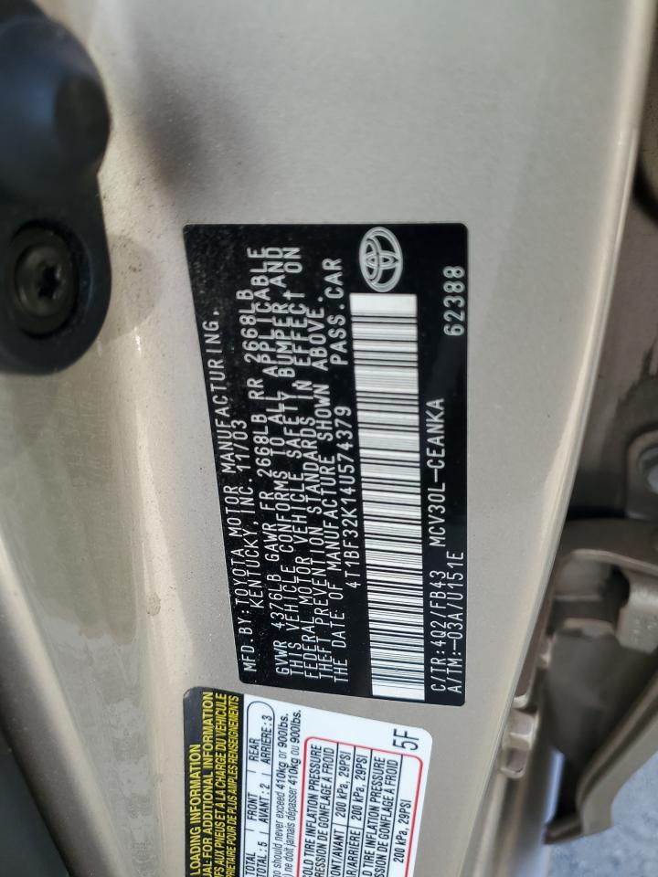 4T1BF32K14U574379 2004 Toyota Camry Le