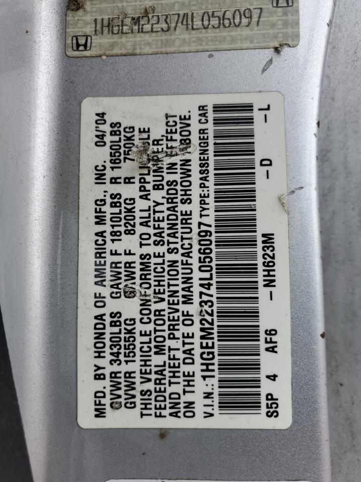 1HGEM22374L056097 2004 Honda Civic Dx Vp