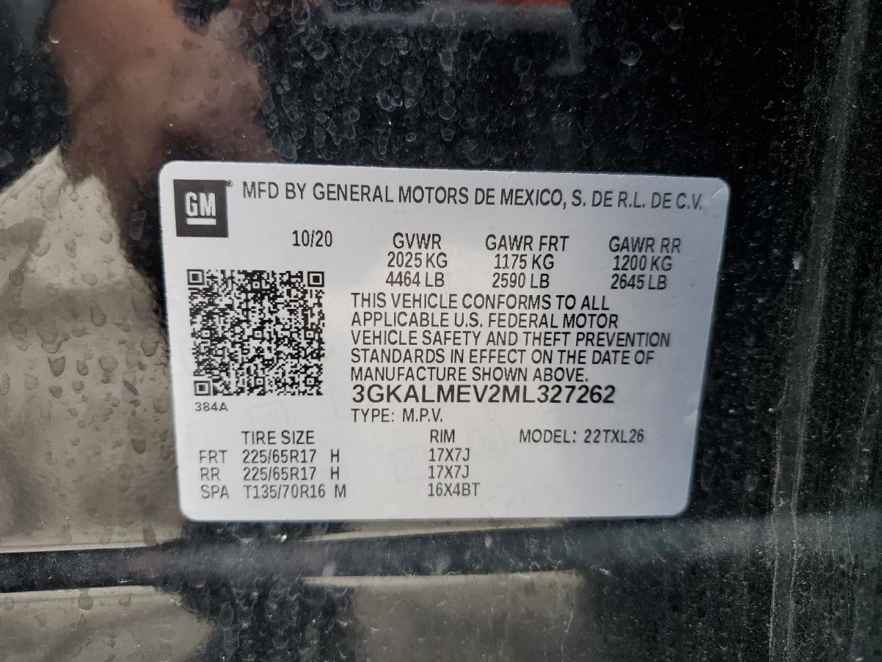 3GKALMEV2ML327262 2021 GMC Terrain Sle