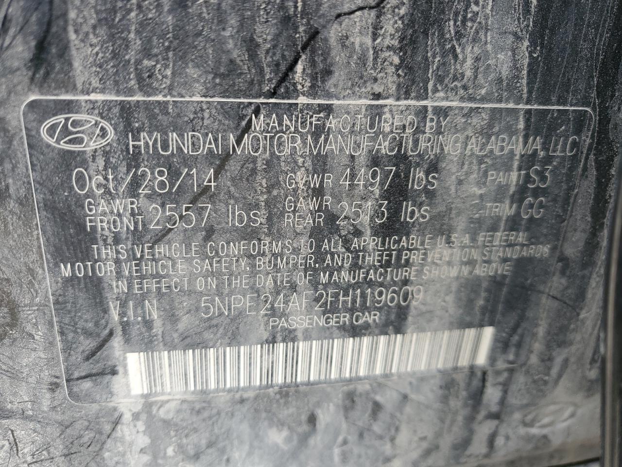 5NPE24AF2FH119609 2015 Hyundai Sonata Se