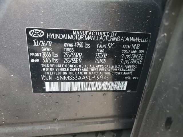 2020 Hyundai Santa Fe Limited VIN: 5NMS53AA9LH151345 Lot: 57040004