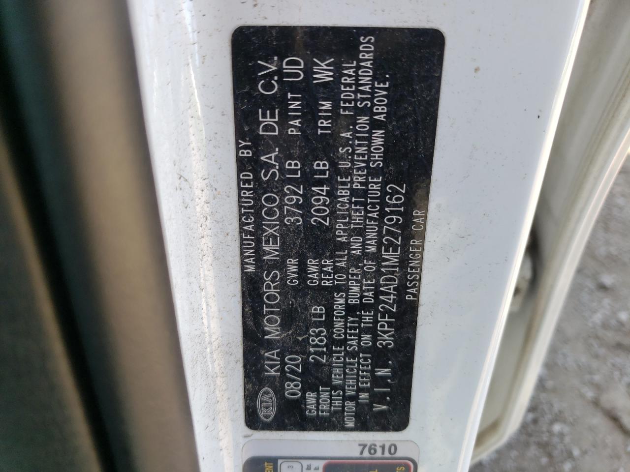 3KPF24AD1ME279162 2021 Kia Forte Fe