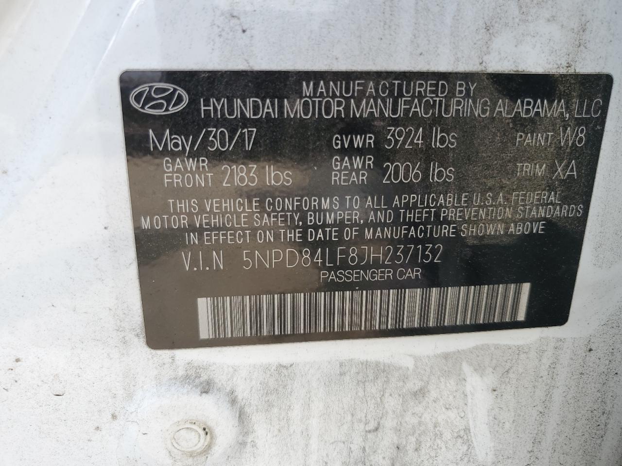 5NPD84LF8JH237132 2018 Hyundai Elantra Sel