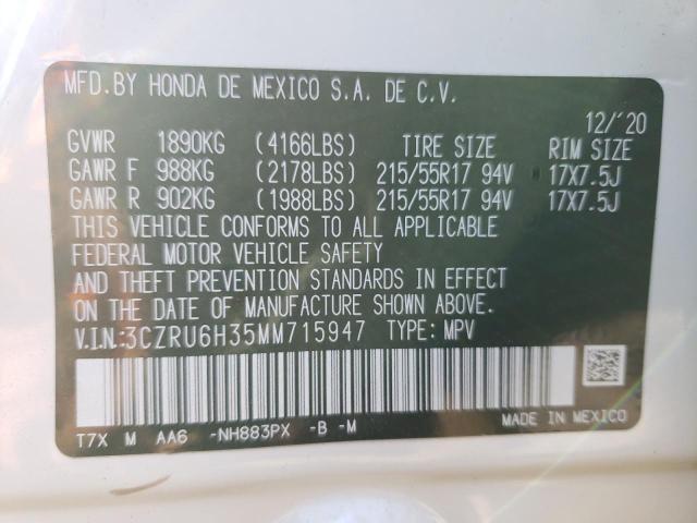 2021 Honda Hr-V Lx VIN: 3CZRU6H35MM715947 Lot: 55686644