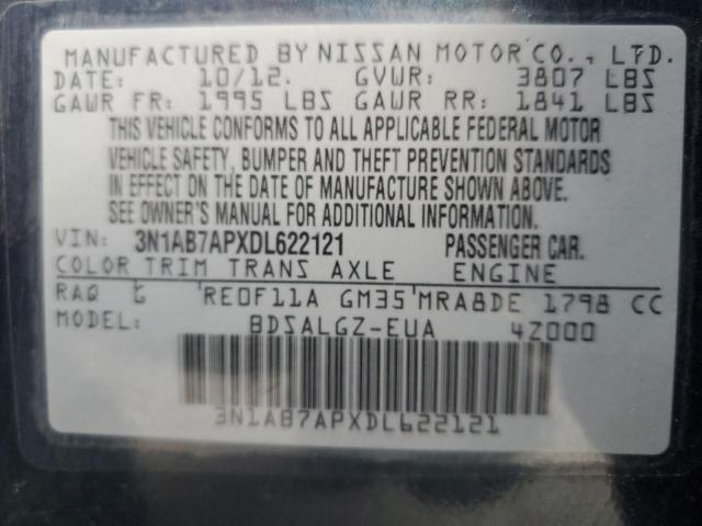 2013 Nissan Sentra S VIN: 3N1AB7APXDL622121 Lot: 53435094