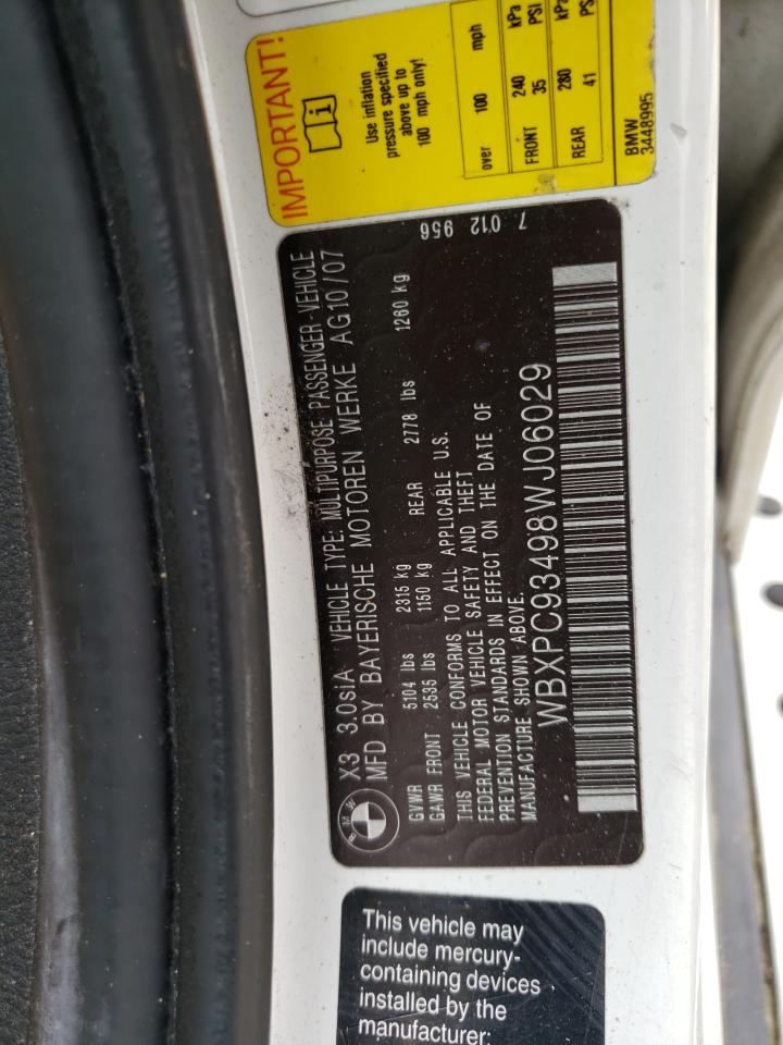WBXPC93498WJ06029 2008 BMW X3 3.0Si