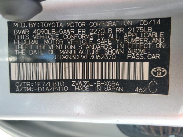 2014 Toyota Prius Plug-In VIN: JTDKN3DPXE3062370 Lot: 54599984