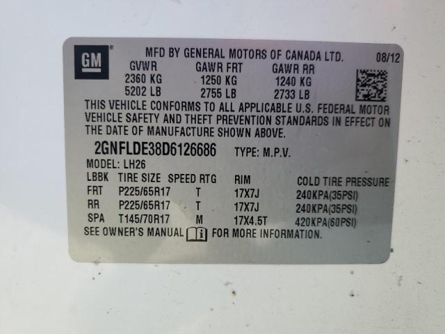 2013 Chevrolet Equinox Lt VIN: 2GNFLDE38D6126686 Lot: 53019404