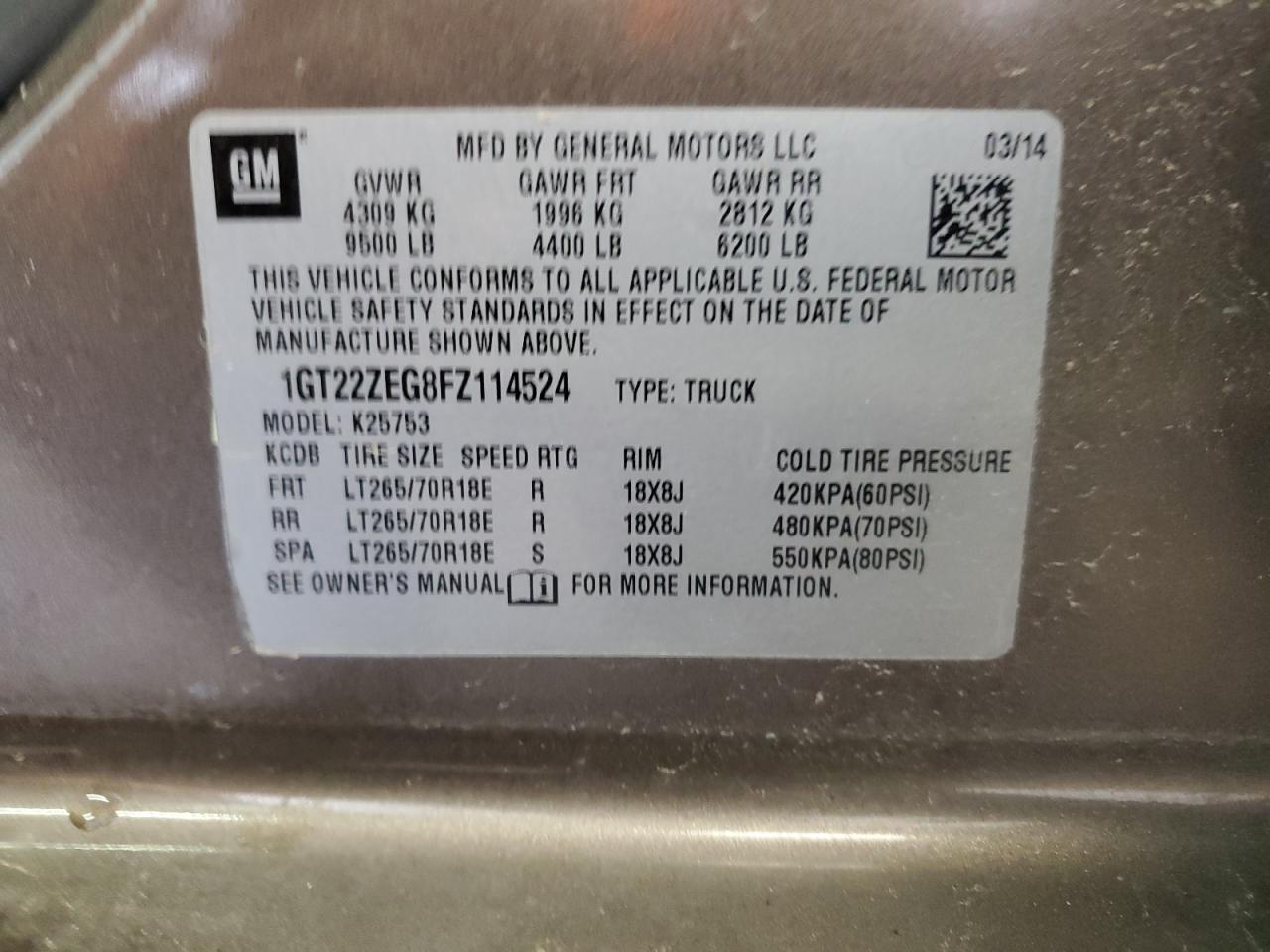 1GT22ZEG8FZ114524 2015 GMC Sierra K2500 Slt