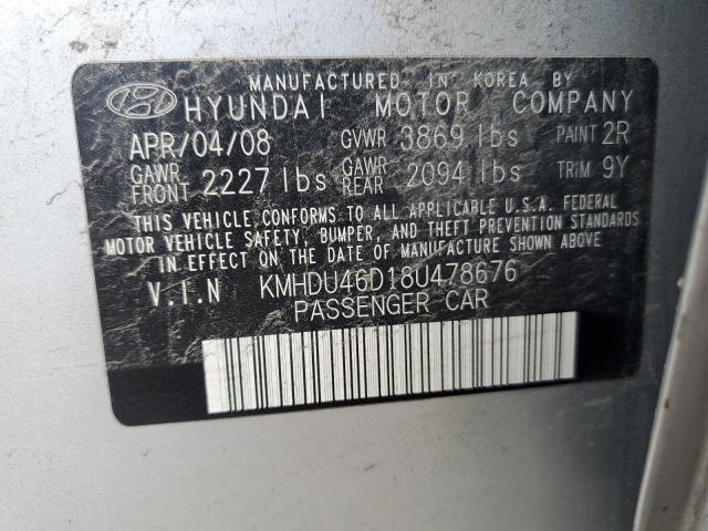 2008 Hyundai Elantra Gls VIN: KMHDU46D18U478676 Lot: 53011504