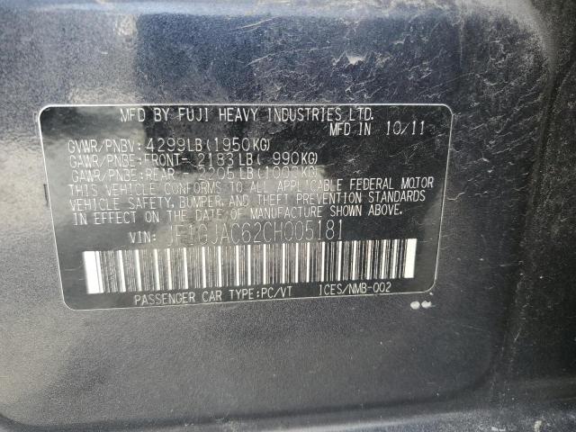 2012 Subaru Impreza Premium VIN: JF1GJAC62CH005181 Lot: 56282634