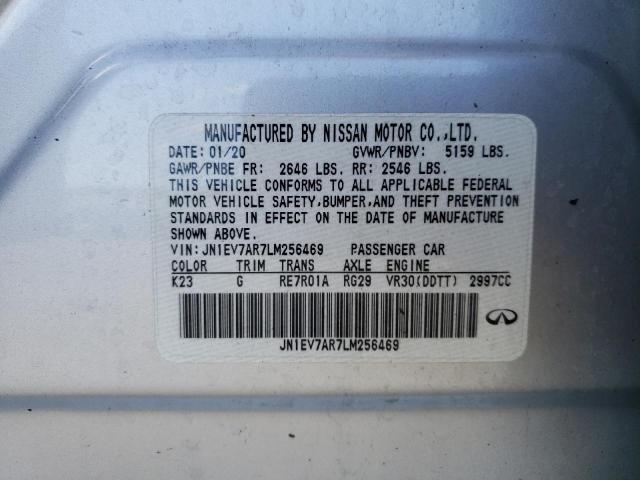 2020 Infiniti Q50 Pure VIN: JN1EV7AR7LM256469 Lot: 54060054