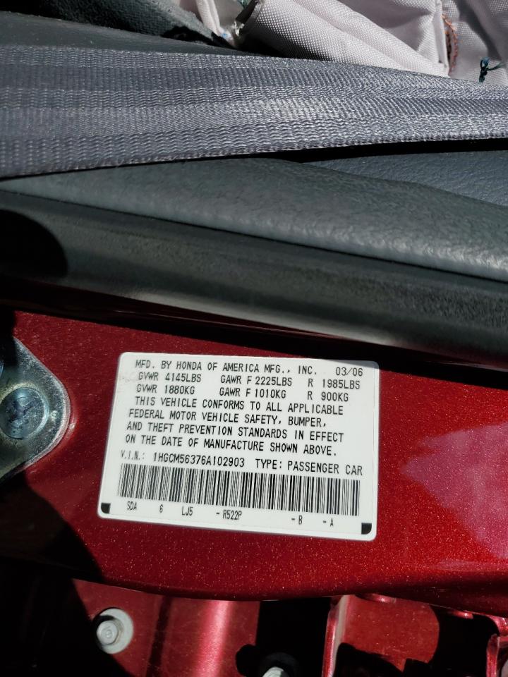 1HGCM56376A102903 2006 Honda Accord Se