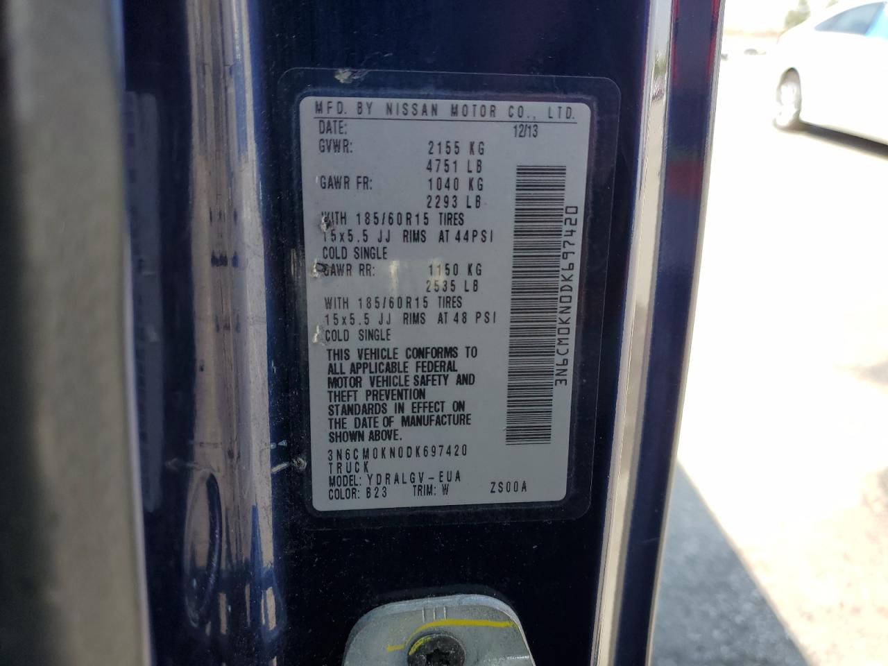 3N6CM0KN0DK697420 2013 Nissan Nv200 2.5S