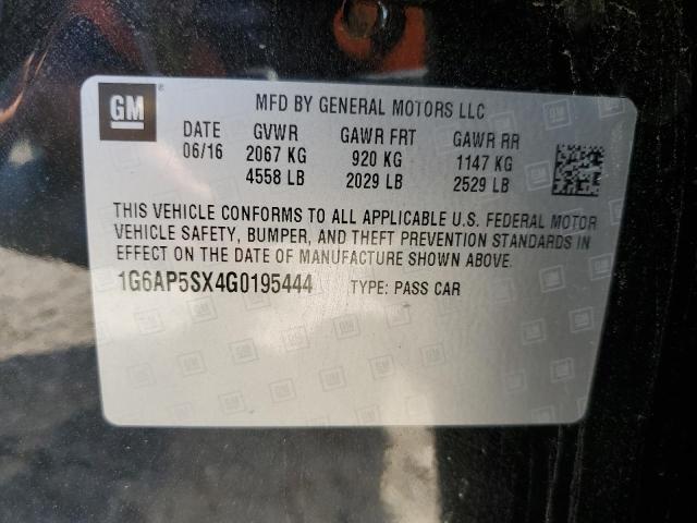 2016 Cadillac Cts VIN: 1G6AP5SX4G0195444 Lot: 55699074