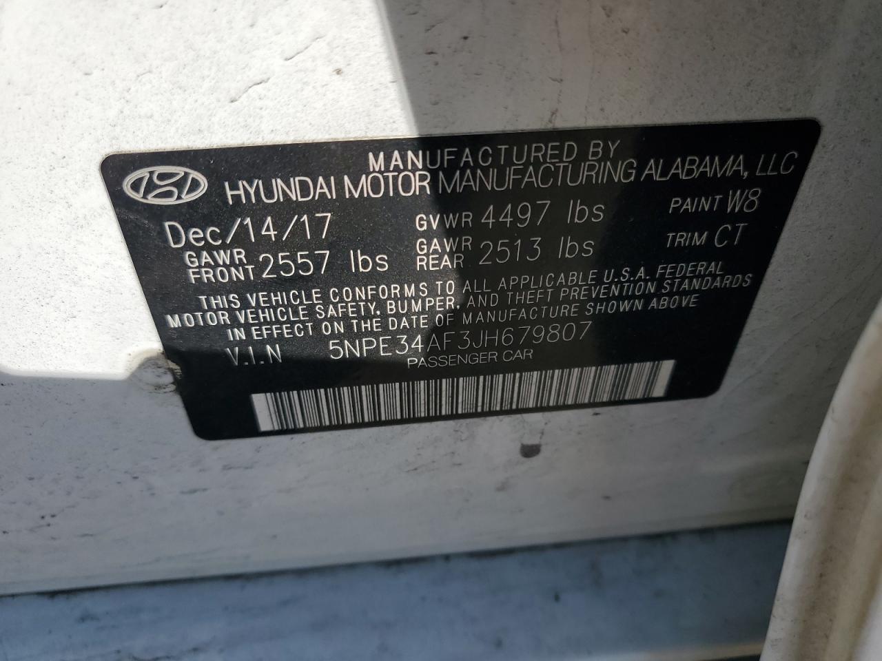 5NPE34AF3JH679807 2018 Hyundai Sonata Sport