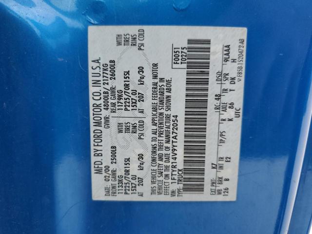 2000 Ford Ranger Super Cab VIN: 1FTYR14V9YTA72054 Lot: 55857084