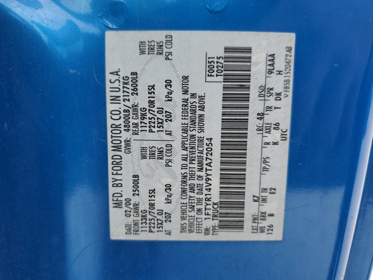 1FTYR14V9YTA72054 2000 Ford Ranger Super Cab