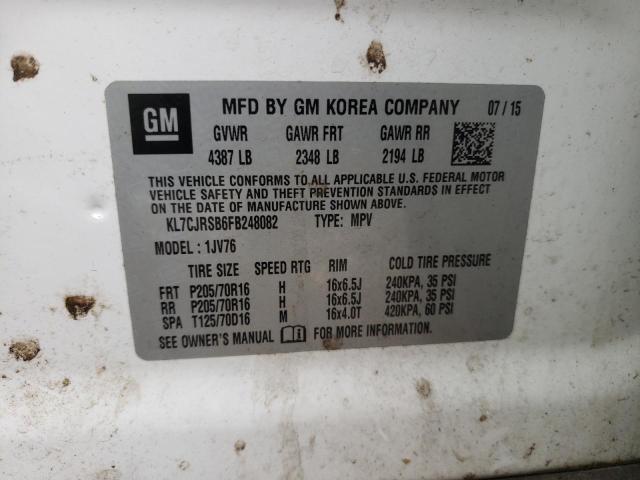 2015 Chevrolet Trax 1Lt VIN: KL7CJRSB6FB248082 Lot: 56033364