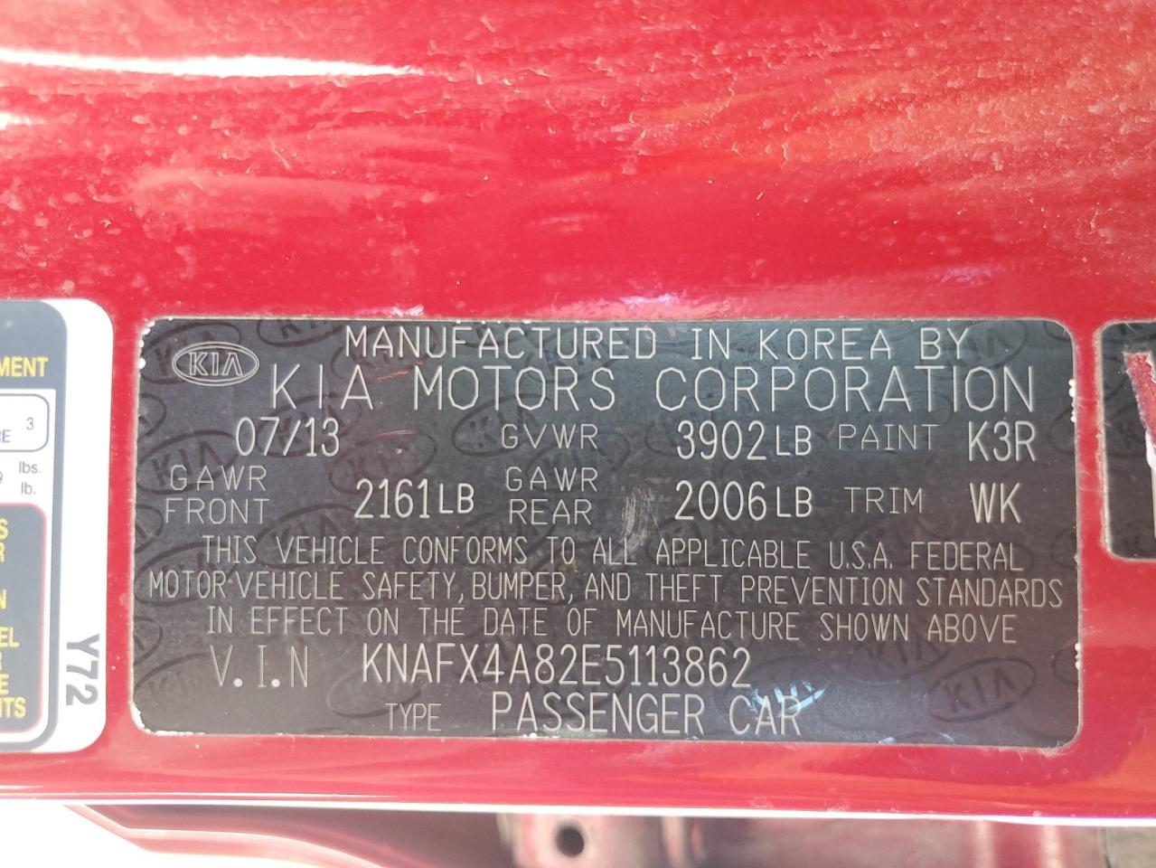 KNAFX4A82E5113862 2014 Kia Forte Ex