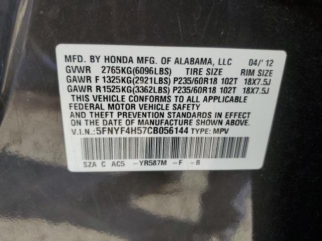 2012 Honda Pilot Exl VIN: 5FNYF4H57CB056144 Lot: 55089234