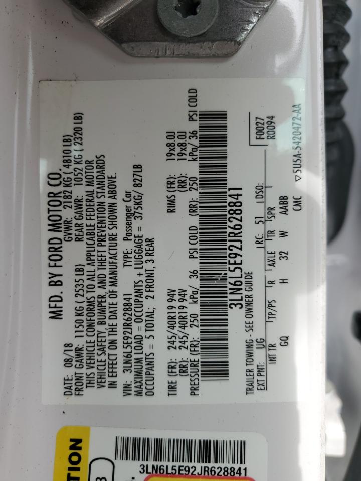 3LN6L5E92JR628841 2018 Lincoln Mkz Reserve