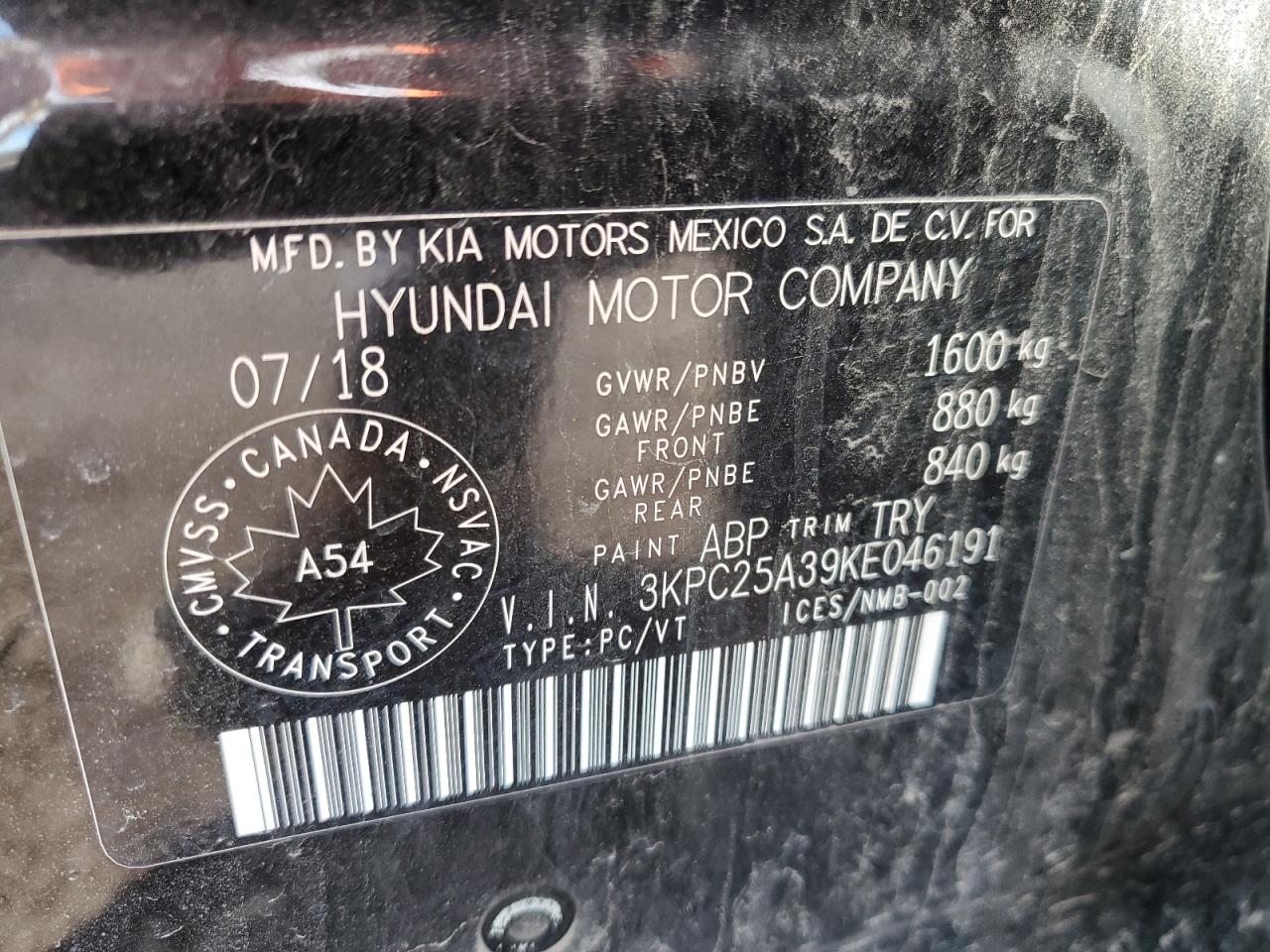 3KPC25A39KE046191 2019 Hyundai Accent Se