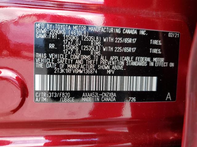 2021 TOYOTA RAV4 LE - 2T3K1RFV6MW136874
