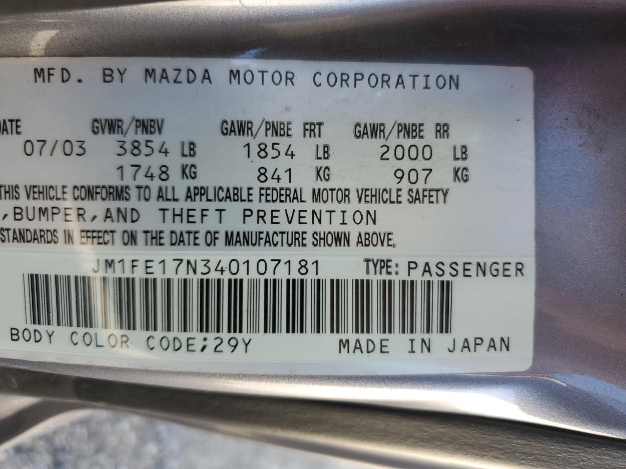 JM1FE17N340107181 2004 Mazda Rx8