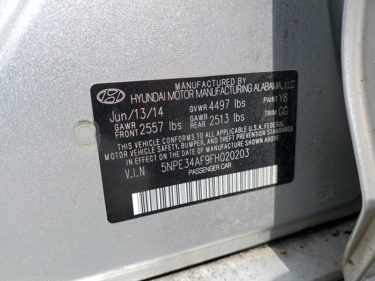 5NPE34AF9FH020203 2015 Hyundai Sonata Sport