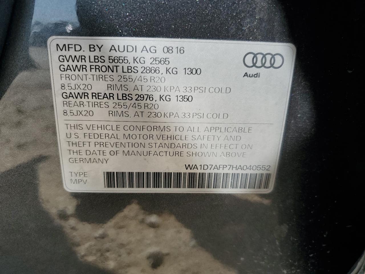 WA1D7AFP7HA040552 2017 Audi Q5 Premium Plus S-Line