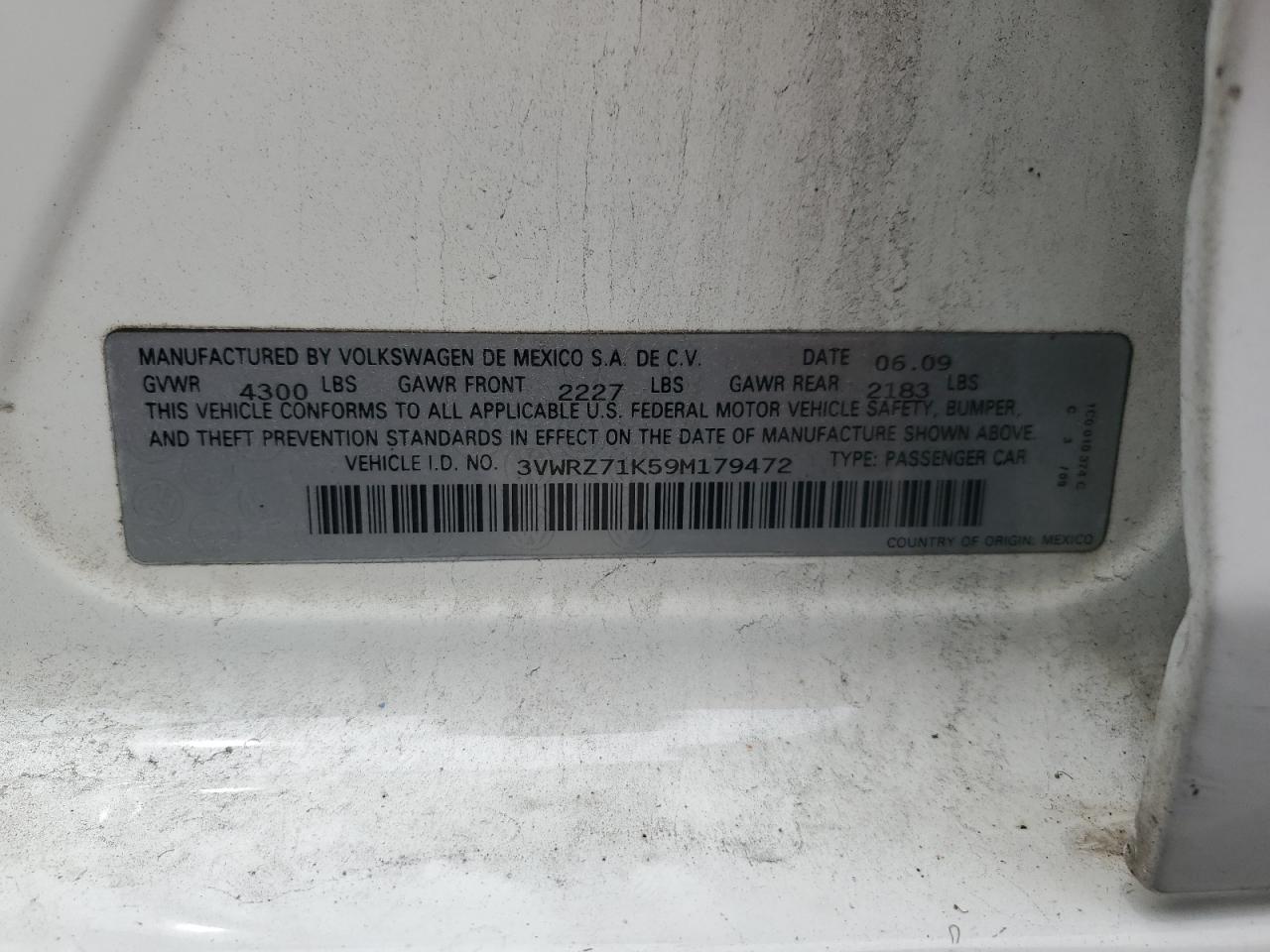 3VWRZ71K59M179472 2009 Volkswagen Jetta Se
