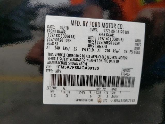 2018 Ford Explorer Limited VIN: 1FM5K7F88JGA99130 Lot: 54913254