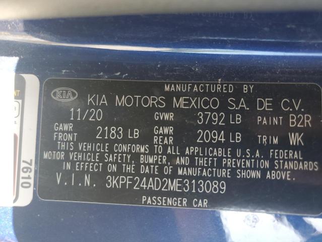 2021 Kia Forte Fe VIN: 3KPF24AD2ME313089 Lot: 53062554