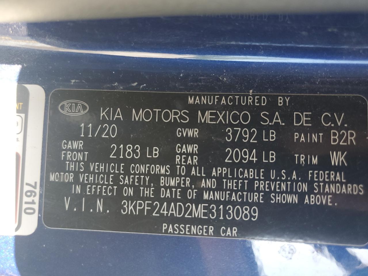 3KPF24AD2ME313089 2021 Kia Forte Fe