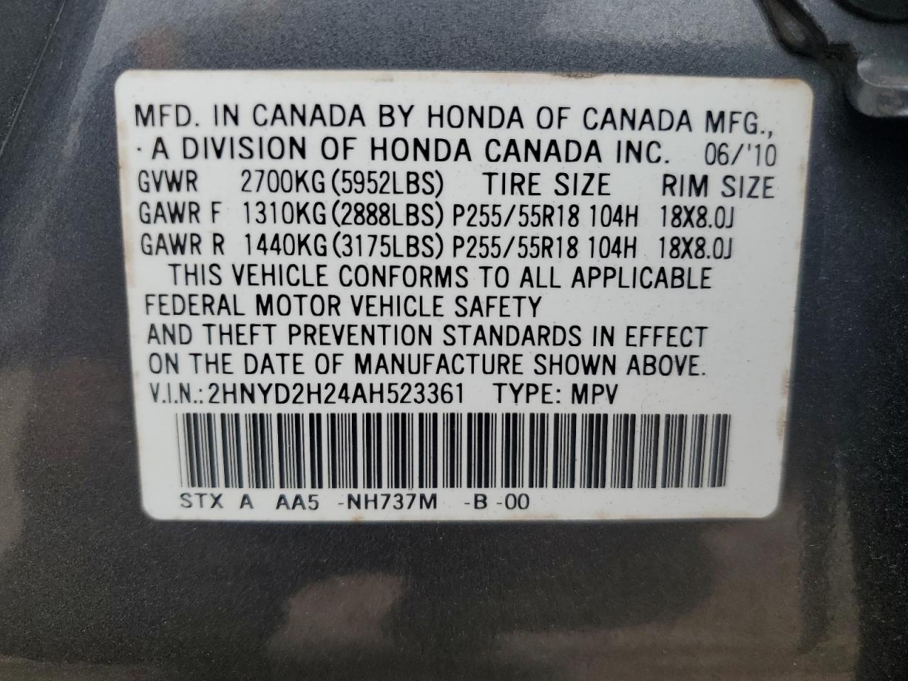 2HNYD2H24AH523361 2010 Acura Mdx