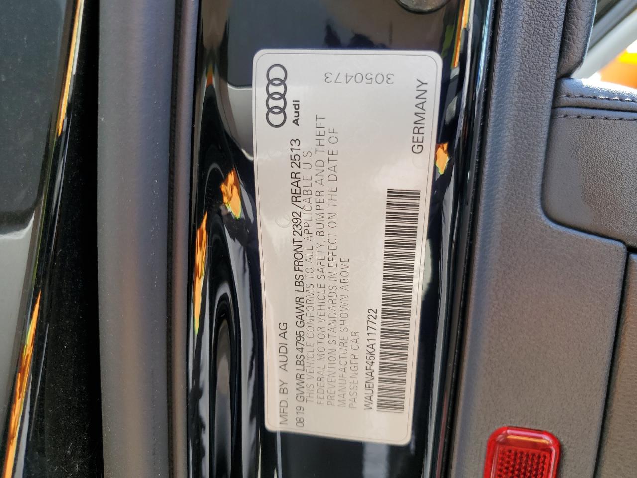 WAUENAF45KA117722 2019 Audi A4 Premium Plus