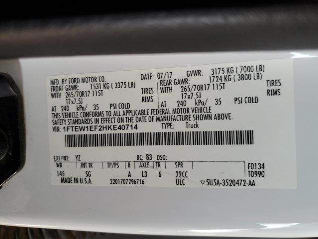 2017 FORD F150 SUPER - 1FTEW1EF2HKE40714