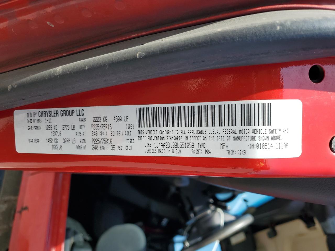 1J4AA2D13BL551258 2011 Jeep Wrangler Sport