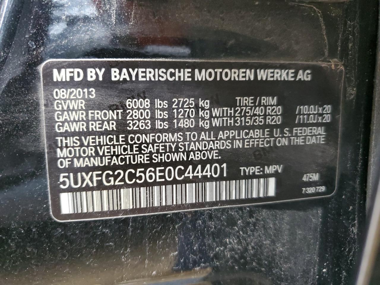 5UXFG2C56E0C44401 2014 BMW X6 xDrive35I