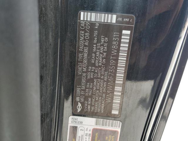 2009 Mini Cooper S VIN: WMWMF73519TW88311 Lot: 53585234