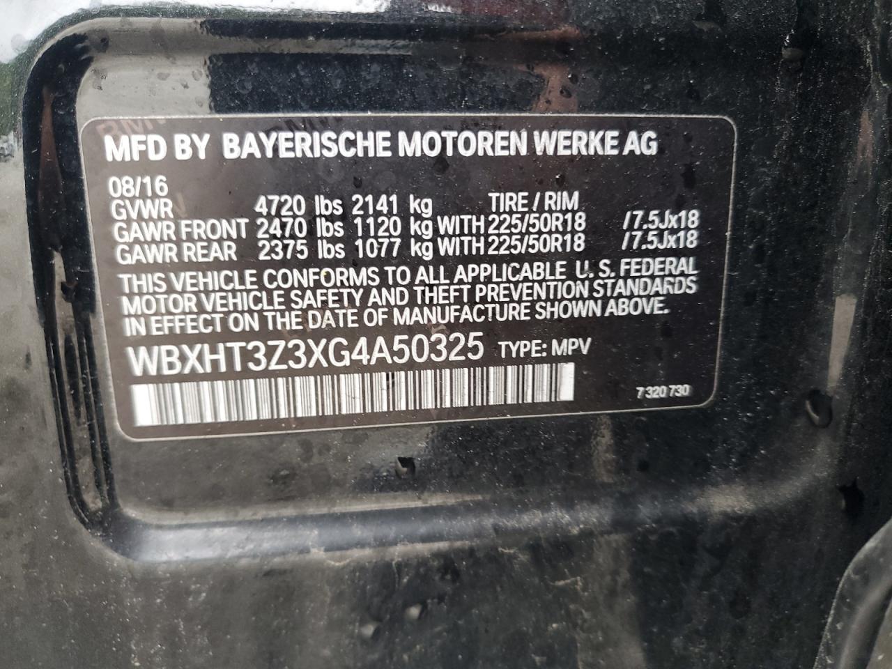 WBXHT3Z3XG4A50325 2016 BMW X1 xDrive28I