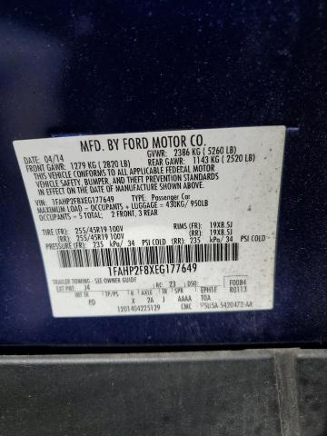 2014 Ford Taurus Limited VIN: 1FAHP2F8XEG177649 Lot: 54948844